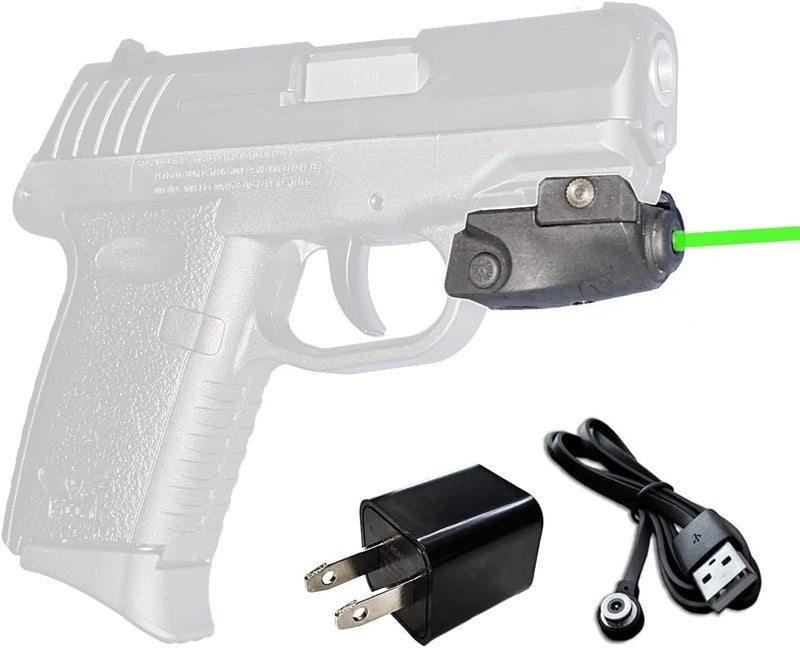 LASERPRO Laser PRO® Green Rechargeable CR5 Laser Sight for SCCY CPX-1 CPX-2 - (GEN 3 only with Rail) - Rechargeable, Magnetic USB Cord and AC Adapter Included - Image 1